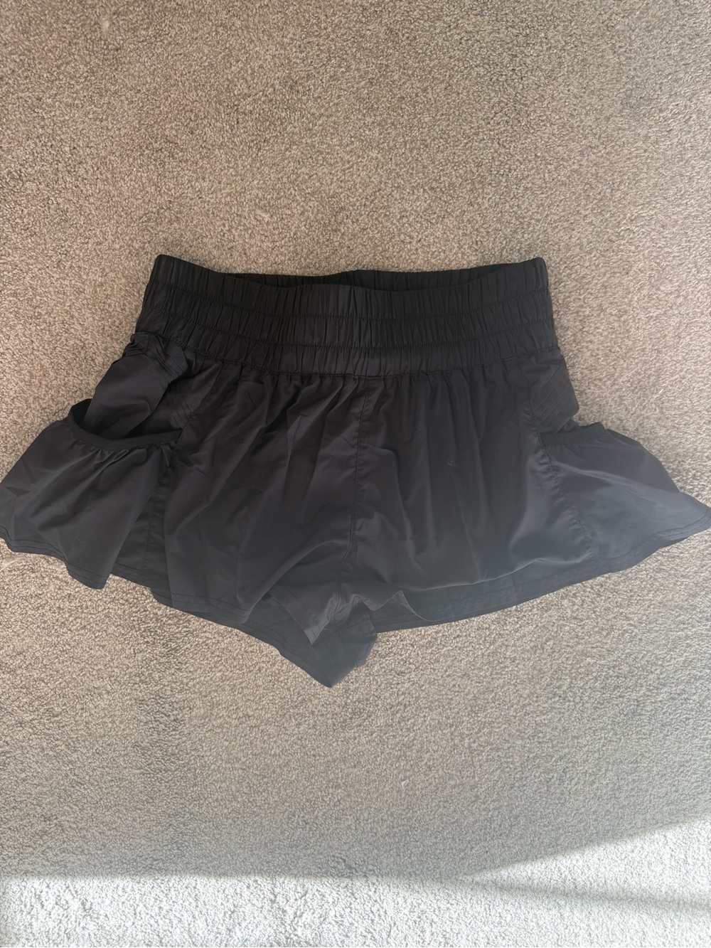 FP Movement by Free People Get Your Flirt On Black Ruffle Athletic Shorts